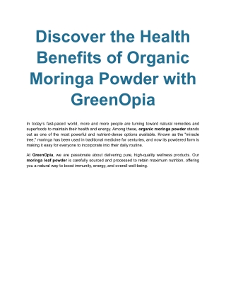 Pure Moringa Powder – Ayurvedic Superfood