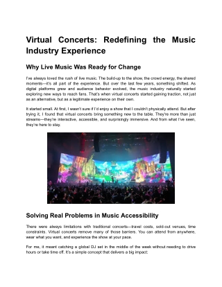 Virtual Concerts: Redefining the Music Industry Experience