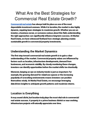 What Are the Best Strategies for Commercial Real Estate Growth