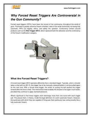Forced Reset Trigger AR15 – Upgrade Your Rifle Performance