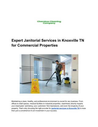 Expert Janitorial Services in Knoxville TN for Commercial Properties