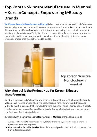 Top Korean Skincare Manufacturer in Mumbai