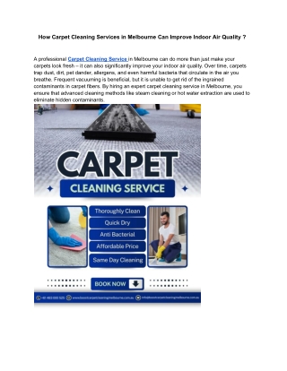 How Carpet Cleaning Service in Melbourne Can Improve Indoor Air Quality ?