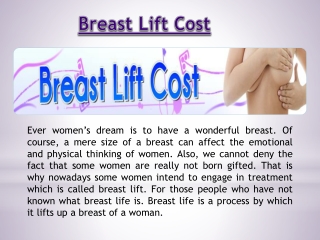 Cost Of Breast Lift
