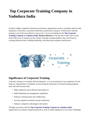 Top Corporate Training Company in Vadodara India