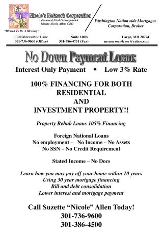 No Down Payment Loans