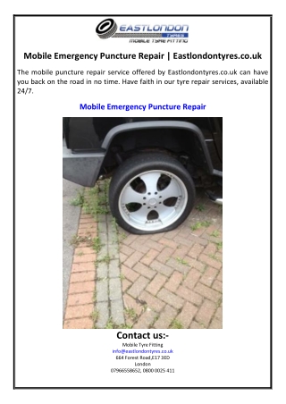 Mobile Emergency Puncture Repair | Eastlondontyres.co.uk