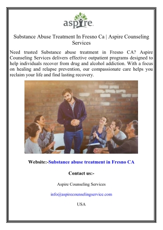 Substance Abuse Treatment In Fresno Ca  Aspire Counseling Services