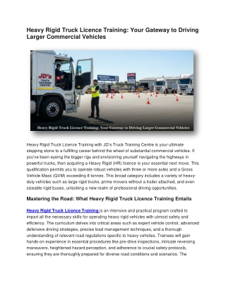 Heavy Rigid Truck Licence Training Your Gateway to Driving Larger Commercial Vehicles