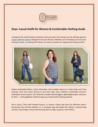 Sizyx: Casual Outfit for Women & Comfortable Clothing Guide