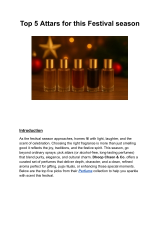 Top 5 Attars for Daily Wear and Spiritual Rituals