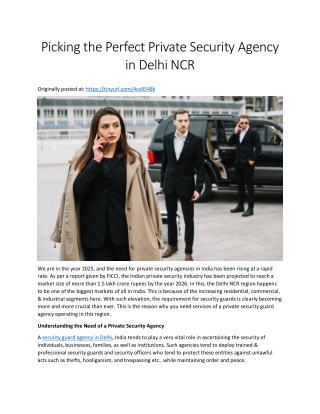 Picking the Perfect Private Security Agency in Delhi NCR | Absolute Services