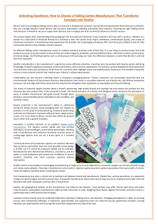 Unlocking Excellence How to Choose a Folding Carton Manufacturer That Transforms Concepts into Reality