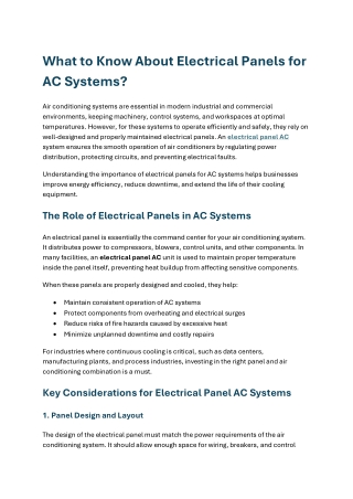 What to Know About Electrical Panels for AC Systems