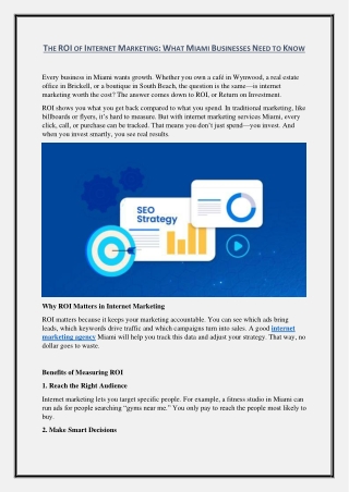 THE ROI OF INTERNET MARKETING - WHAT MIAMI BUSINESSES NEED TO KNOW