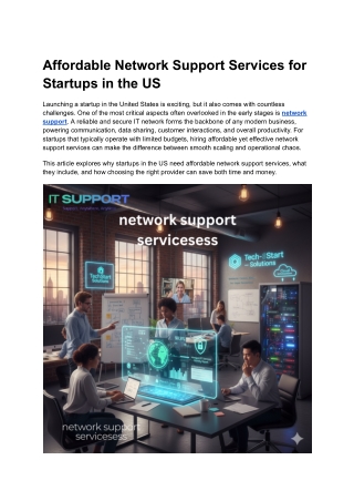 Affordable Network Support Services for Startups in the US