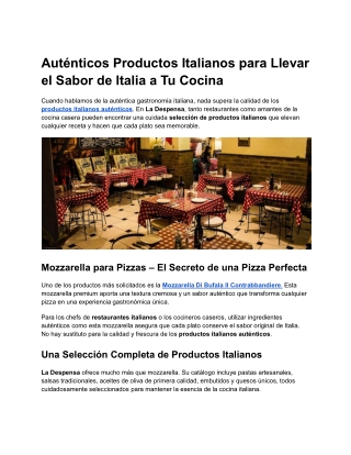 Auténticos Productos Italianos para Llevar el Sabor de Italia a Tu Cocina