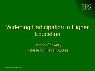 Widening Participation in Higher Education