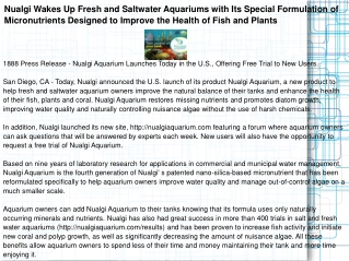 Nualgi Wakes Up Fresh and Saltwater Aquariums with Its Speci