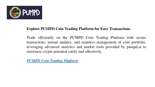 Explore PUMPD Coin Trading Platform for Easy Transactions