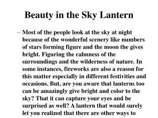 Beauty in the Sky Lantern