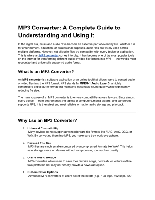 MP3 Converter: A Complete Guide to Understanding and Using It