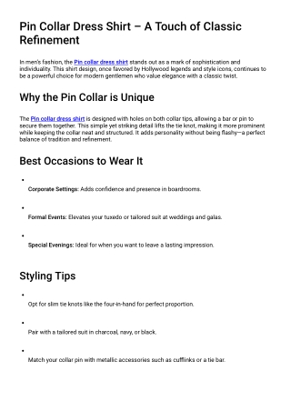Pin Collar Dress Shirt – A Touch of Classic Refinement