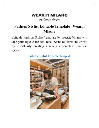 Fashion Stylist Editable Template | Wear.it Milano