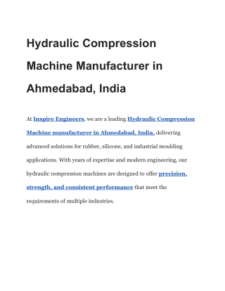 Hydraulic Compression Machine Manufacturer in Ahmedabad, India