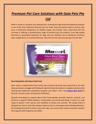 Premium Pet Care Solutions with Gaia Pets Pte Ltd