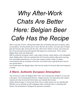 Why After-Work Chats Are Better Here_ Belgian Beer Cafe Has the Recipe
