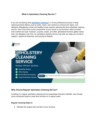 What is Upholstery Cleaning Service ?