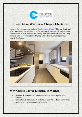 Electrician Warner – Choyce Electrical