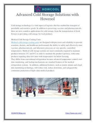 Advanced Cold Storage Solutions with Howcoo