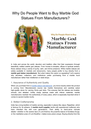 Why People Buy Marble God Statues From Manufacturers