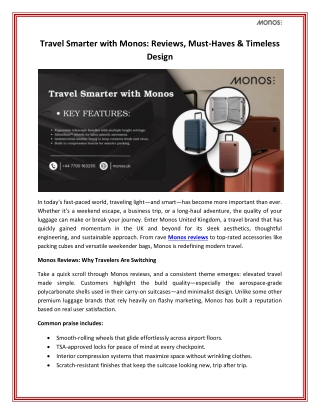 Travel Smarter with Monos Reviews, Must-Haves & Timeless Design