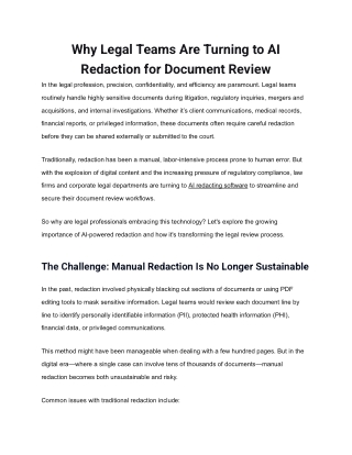 Why Legal Teams Are Turning to AI Redaction for Document Review