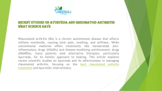 Recent Studies on Ayurveda and Rheumatoid Arthritis: What Science Says