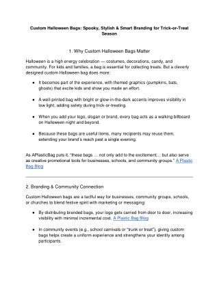 Custom Halloween Bags: Spooky, Stylish & Smart Branding for Trick-or-Treat Seas