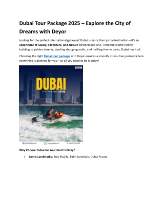 Dubai Tour Package by Deyor