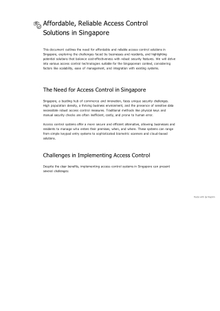 Affordable, Reliable Access Control Solutions in Singapore