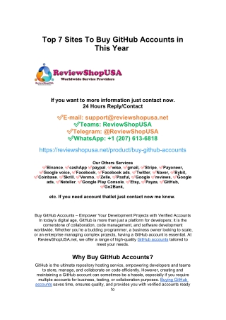 Buy GitHub Accounts - USA Best Quality & 100% Active...