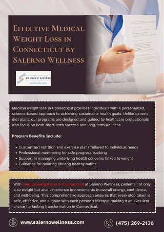Effective Medical Weight Loss in Connecticut by Salerno Wellness