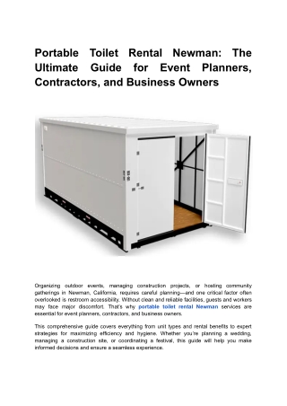 Portable Toilet Rental Newman_ The Ultimate Guide for Event Planners, Contractors, and Business Owners