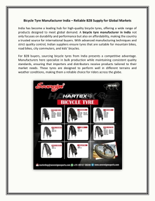 Bicycle Tyre Manufacturer India – Reliable B2B Supply for Global Markets