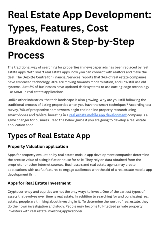 Real Estate App Development Types, Features, Cost Breakdown & Step-by-Step Process