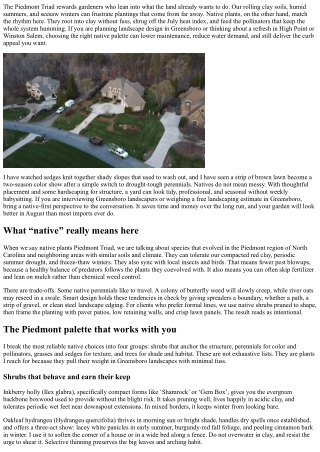 Native Plants Piedmont Triad: Top Picks for Easy Care