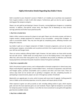 Diablo 4 Items For Sale