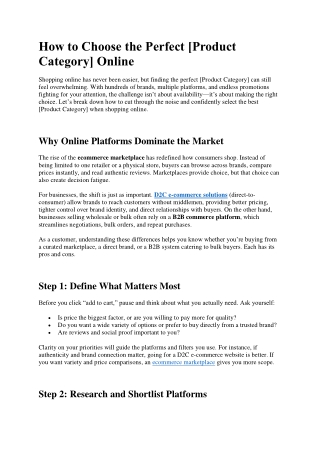 How to Choose the Perfect [Product Category] Online