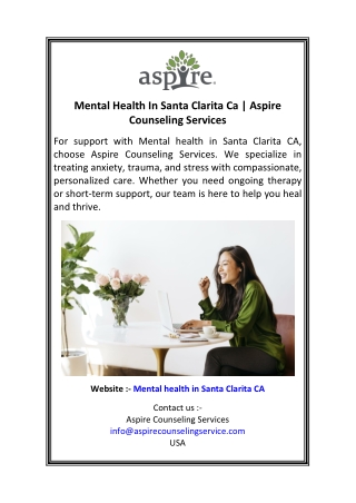 Mental Health In Santa Clarita Ca  Aspire Counseling Services
